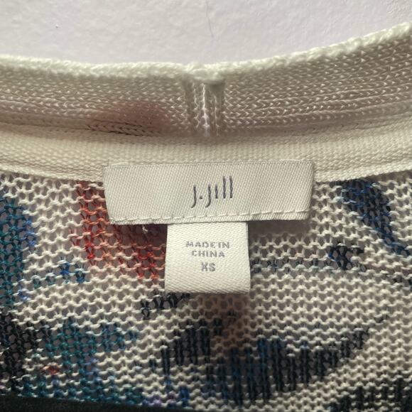 J. Jill Women's size XS White Floral Linen Blend Duster Long Cardigan Minimalist - Picture 2 of 8